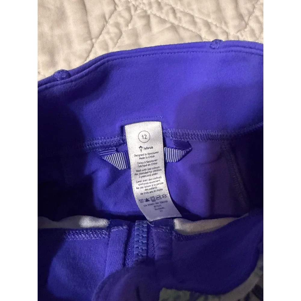 Ivivva Lululemon Girls Purple Geometric Print Full Zip Athletic Jacket Size 12